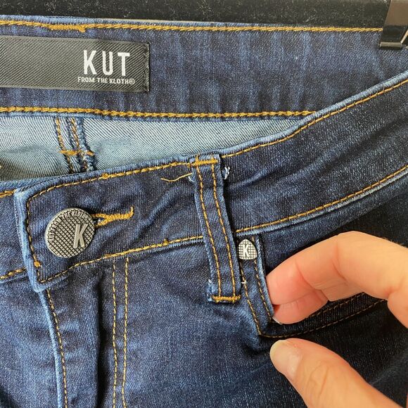 Kut From The Kloth Blue Connie High Rise Slim Fit Raw V-Cut Ankle Hem Jeans 4 - Picture 4 of 13